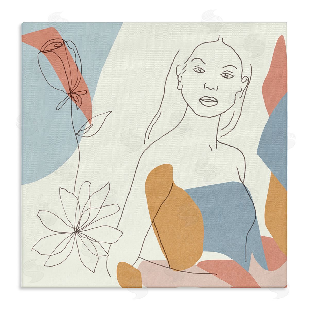 Melissa Wang Expressive Female Linework Spring Florals Pastel Curves Canvas Wall Art