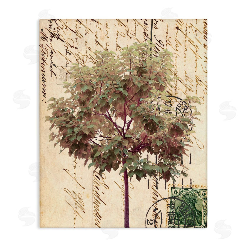 Alonzo Saunders | Vintage Postal Script Note Red Root Tree