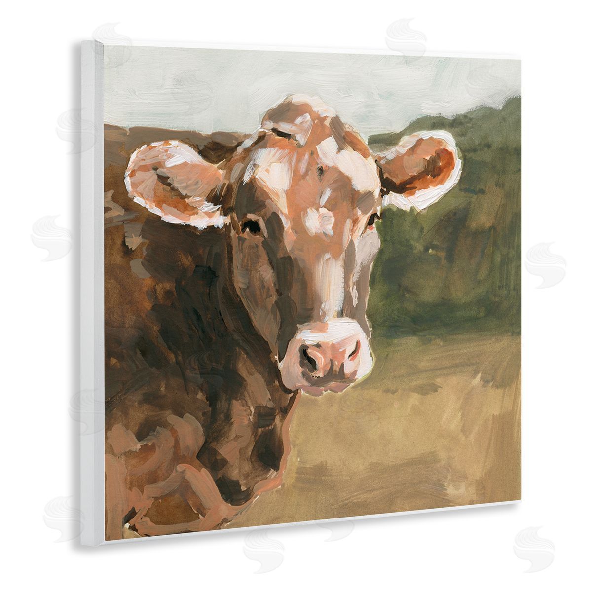 Soft Country Meadow Cow Wood Plaque Wall Art, Home Decor by Victoria Barnes
