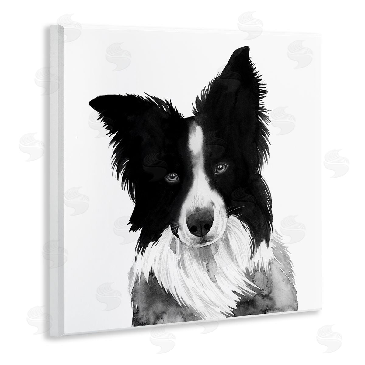 Grace Popp Border Collie Pet Dog Portrait Black White Wall Plaque Art