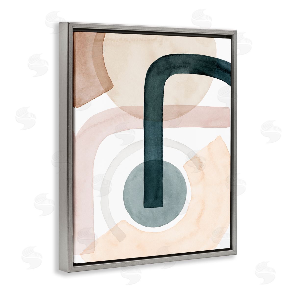 Grace Popp Curved Shape Study Abstract Brown Blue Arches Gray Floater Frame Canvas Art