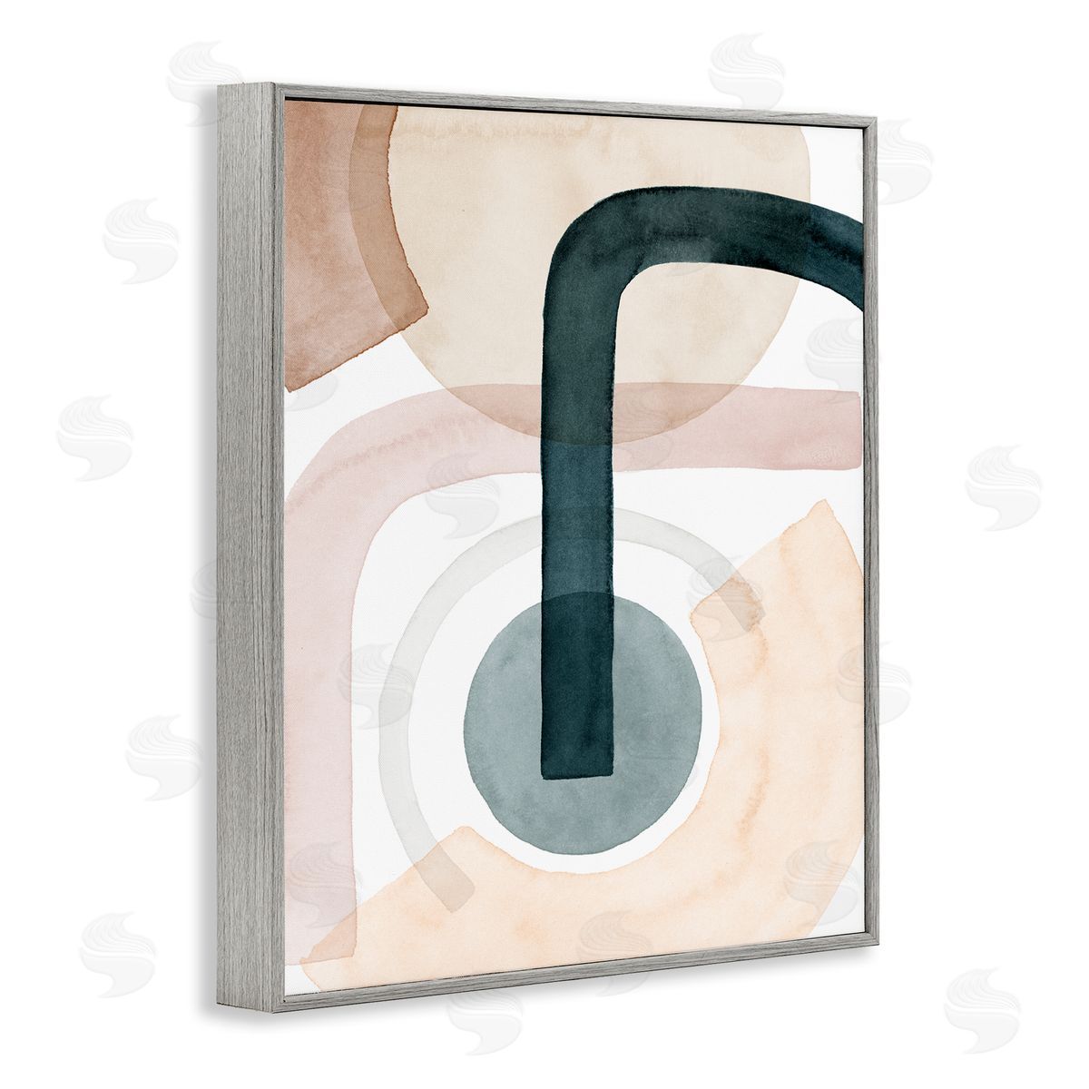 Grace Popp Curved Shape Study Abstract Brown Blue Arches Gray Framed Giclee Wall Art