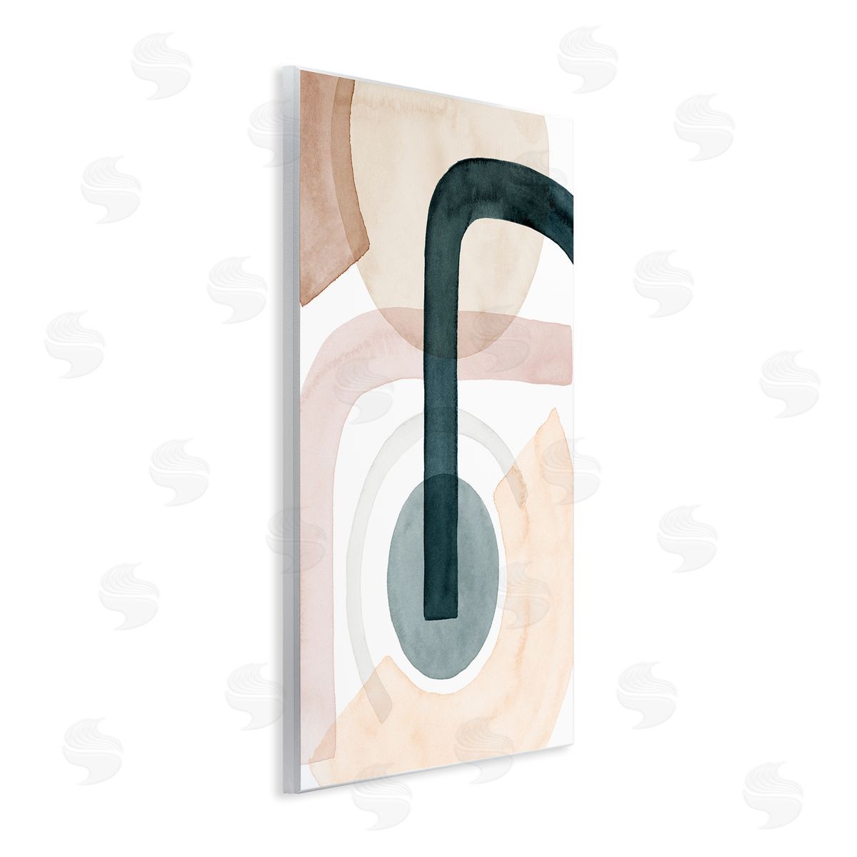 Grace Popp Curved Shape Study Abstract Brown Blue Arches Wall Plaque Art