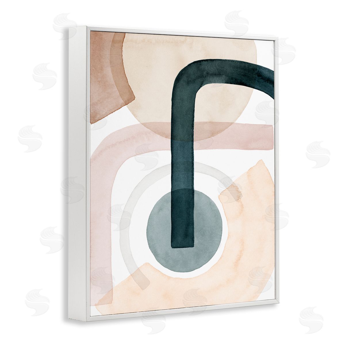 Grace Popp Curved Shape Study Abstract Brown Blue Arches White Framed Giclee Wall Art