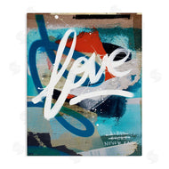 Kent Youngstrom | Graffiti Love Text Modern Urban Blue Pattern