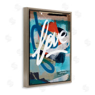 Kent Youngstrom | Graffiti Love Text Modern Urban Blue Pattern