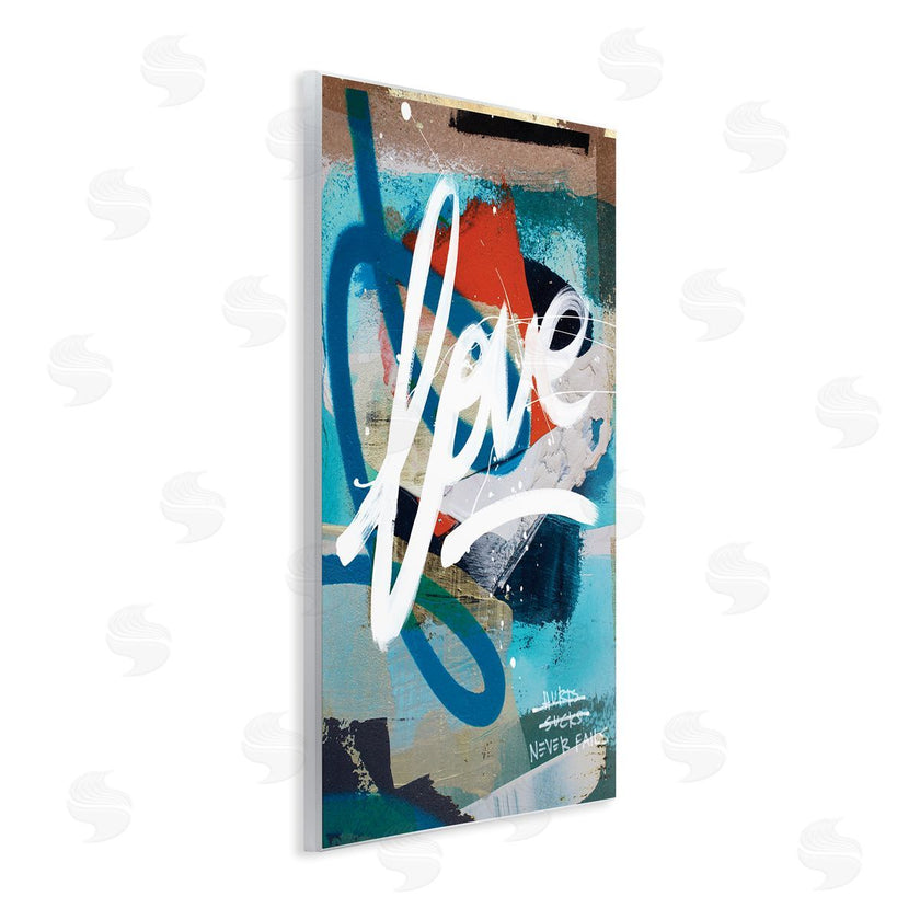 Kent Youngstrom | Graffiti Love Text Modern Urban Blue Pattern