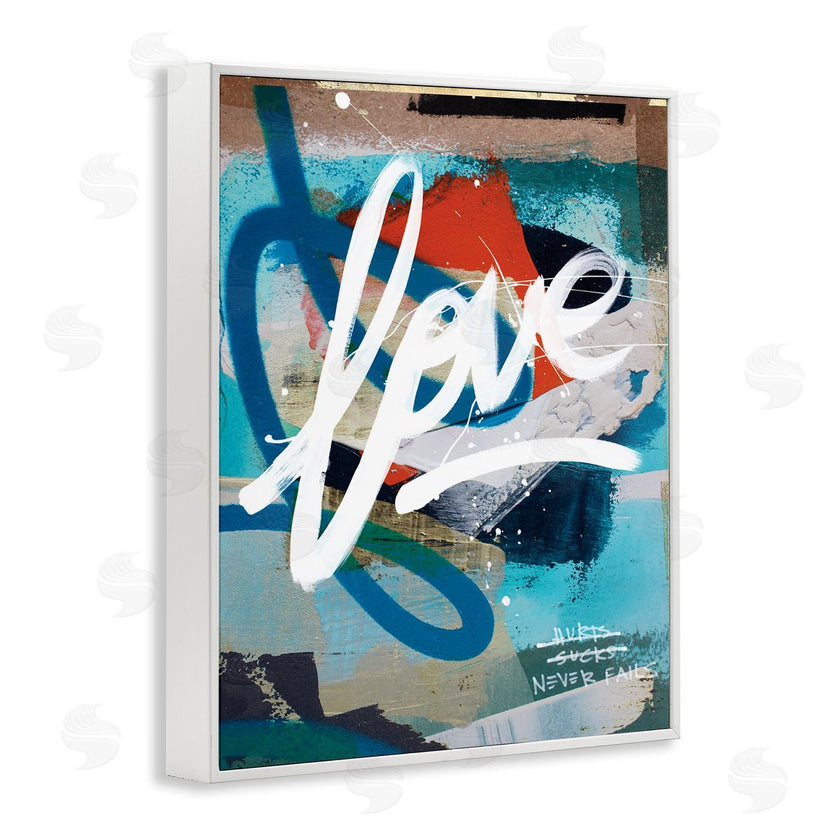 Kent Youngstrom | Graffiti Love Text Modern Urban Blue Pattern