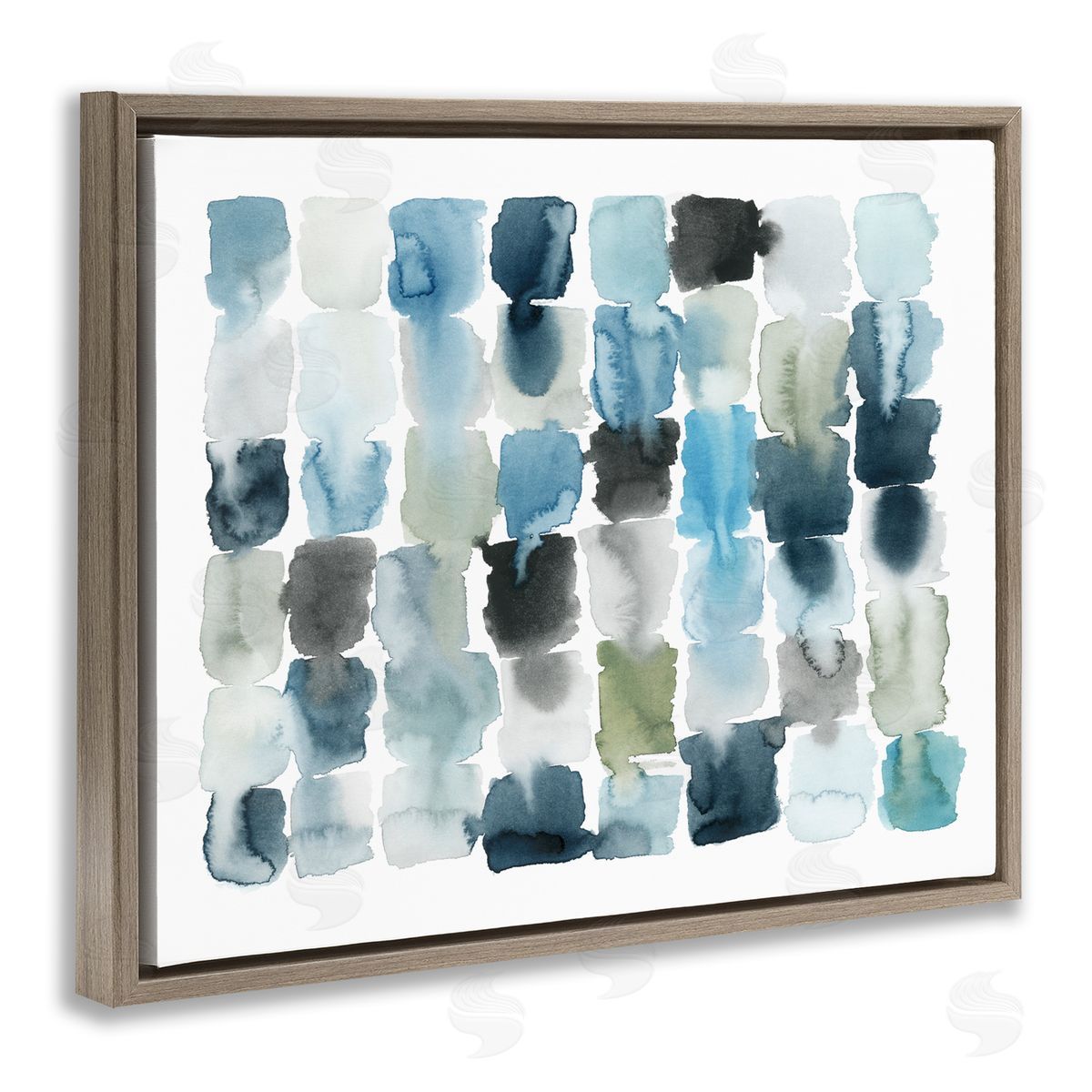 Ocean Inspired Abstract Tiles Brown Floating Frame Canvas Wall Art, Home Decor by Grace Popp