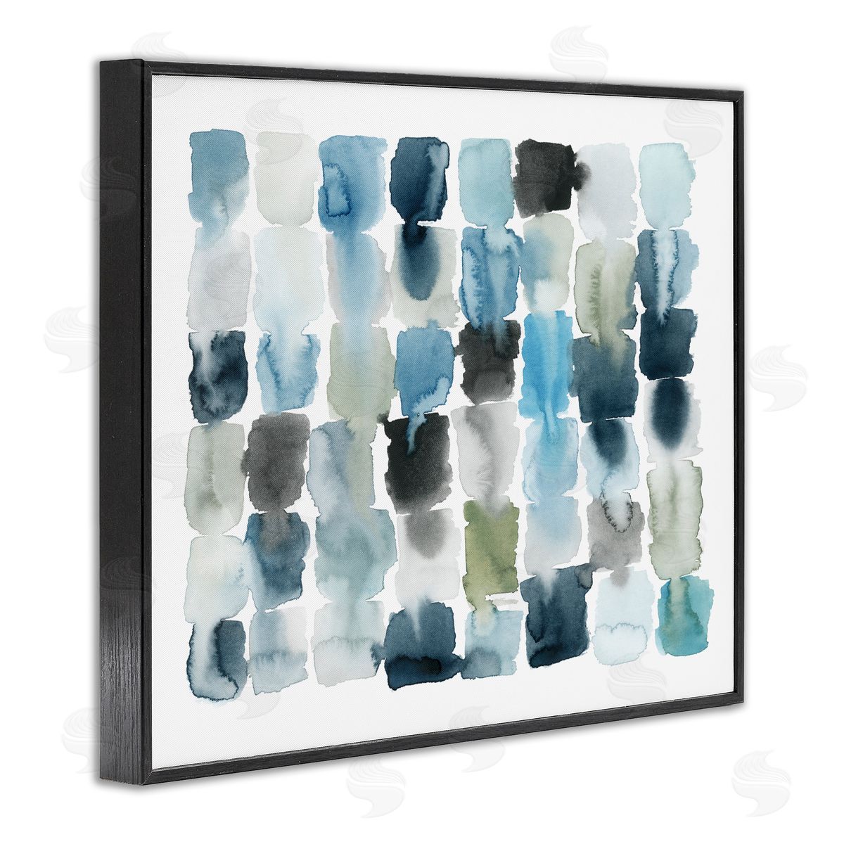 Ocean Inspired Abstract Tiles Black Frame Print Wall Art, Home Decor by Grace Popp