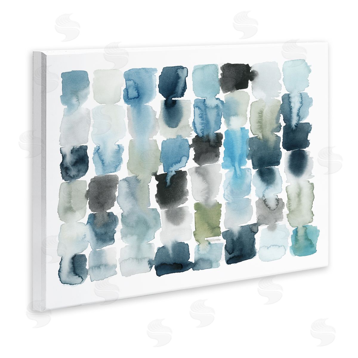 Ocean Inspired Abstract Tiles Wood Plaque Wall Art, Home Decor by Grace Popp