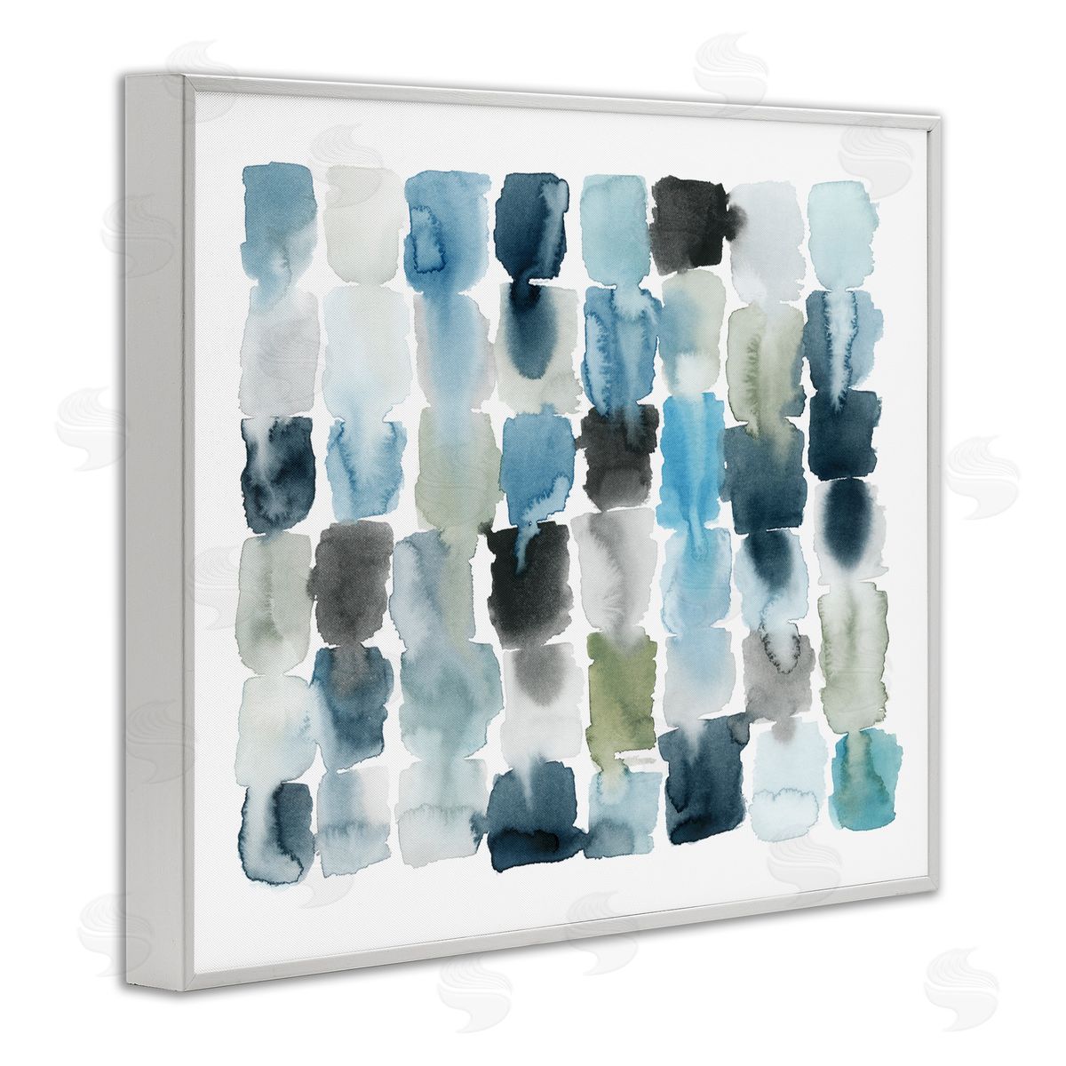 Ocean Inspired Abstract Tiles White Frame Print Wall Art, Home Decor by Grace Popp