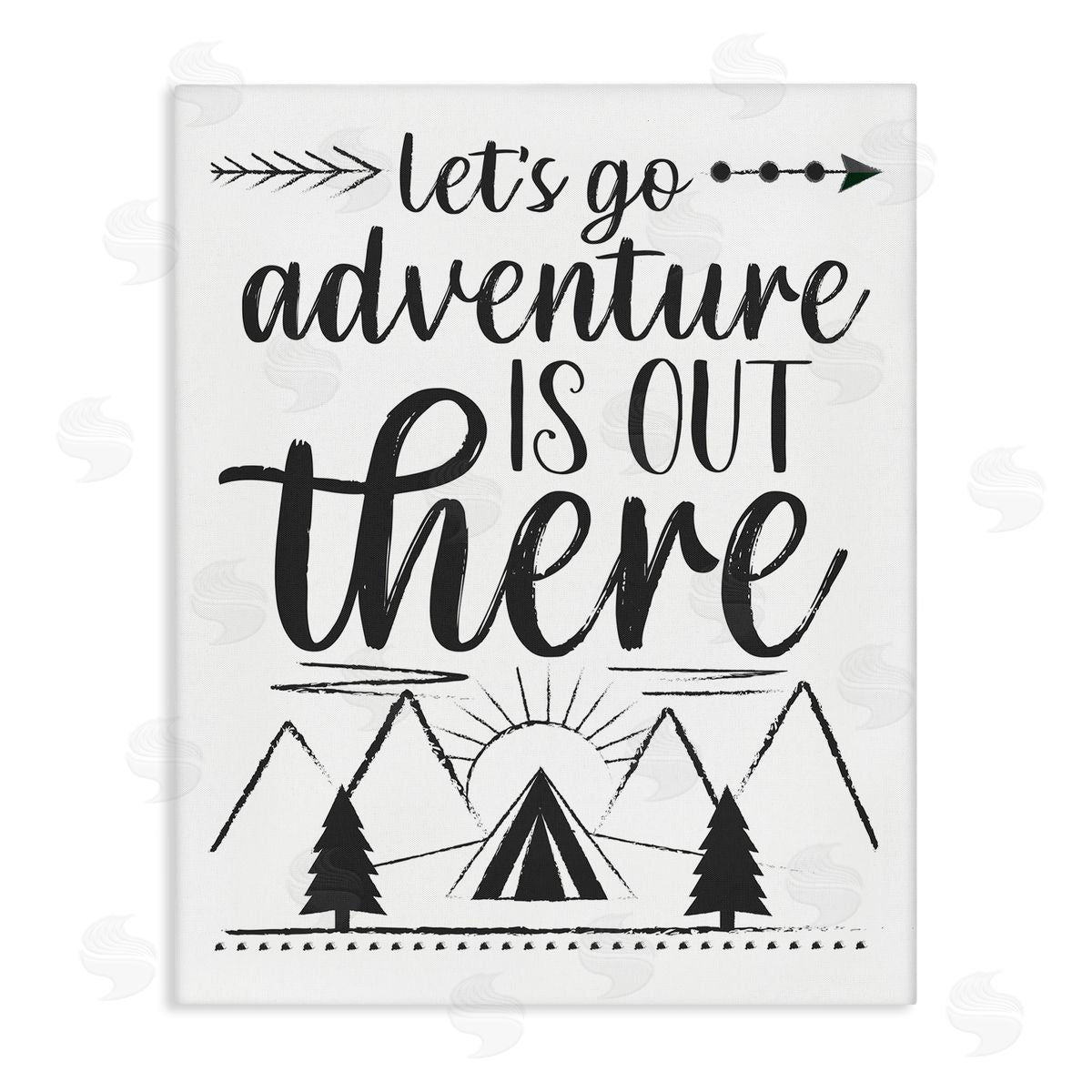 AE Design Adventure's Out There Phrase Camping Tent Mountain Range Canvas Wall Art