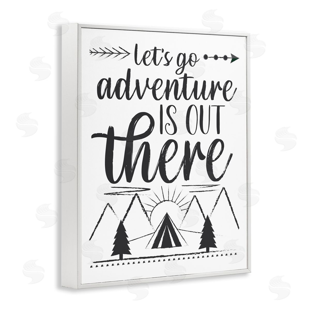 AE Design Adventure's Out There Phrase Camping Tent Mountain Range White Framed Giclee Wall Art