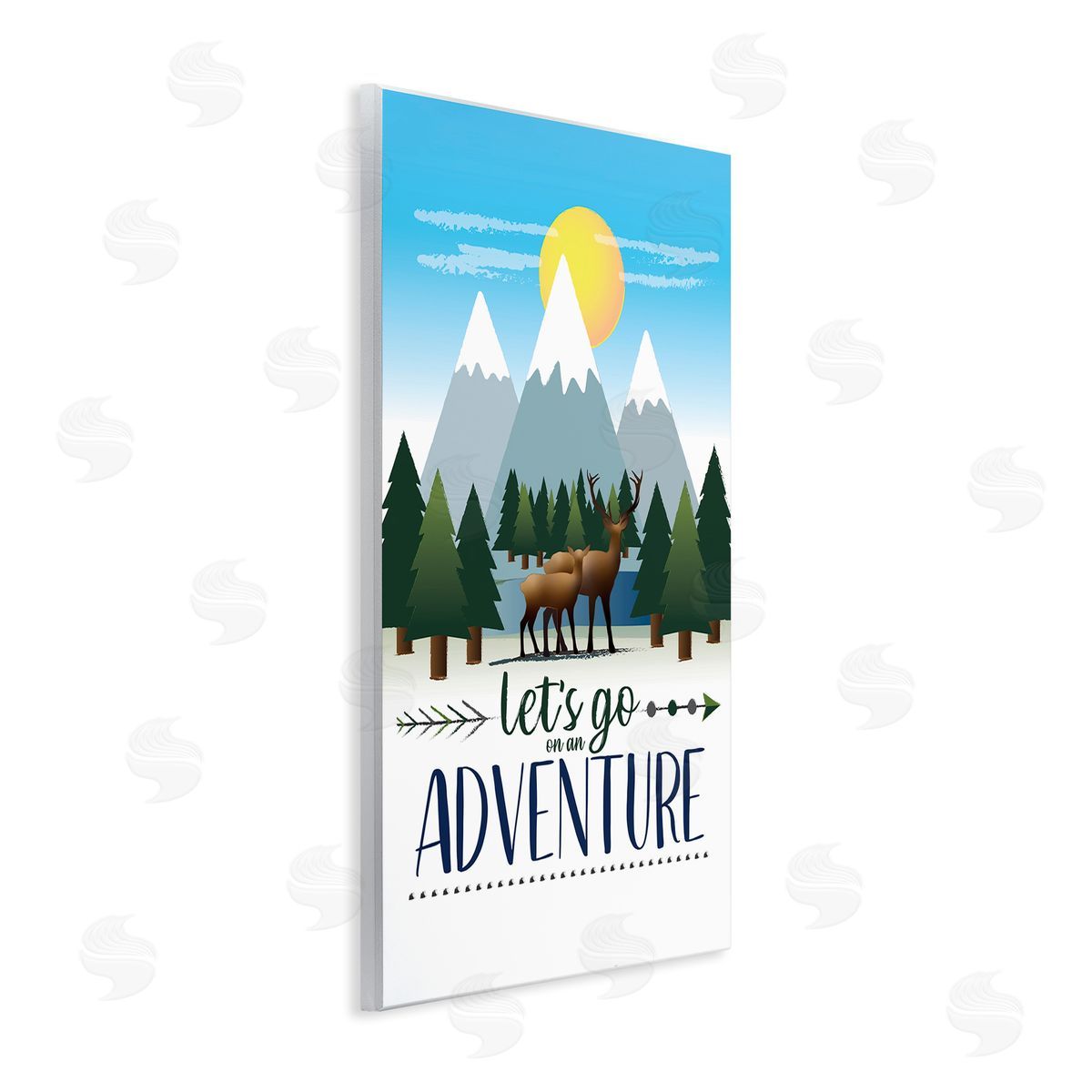 AE Design Let's Go Adventure Phrase Forest Animal Mountain Range Wall Plaque Art