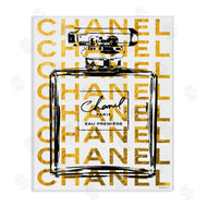 Amanda Greenwood | Bold Fragrance Bottle Outline over Text Pattern