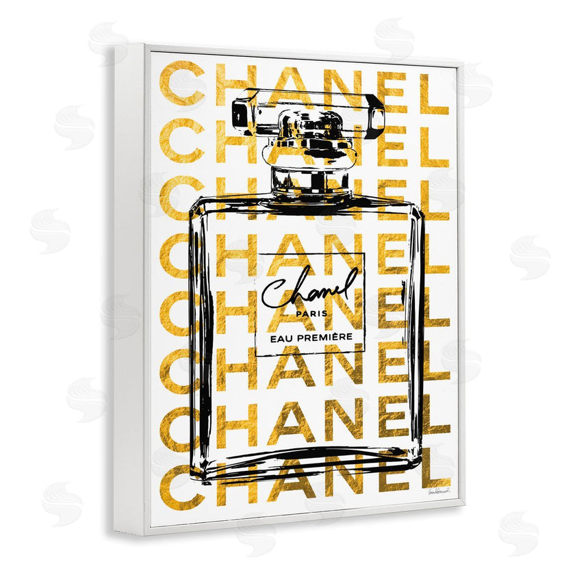 Amanda Greenwood | Bold Fragrance Bottle Outline over Text Pattern