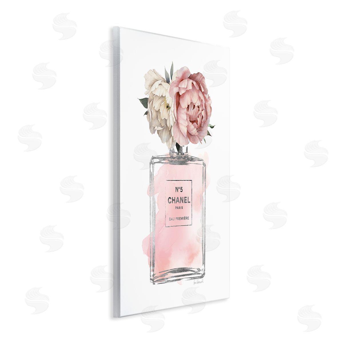 Vintage Flowers in Pink Bottle Wood Plaque Wall Art, Home Decor by Amanda Greenwood