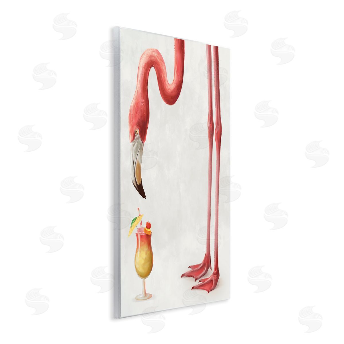 Ziwei Li Thirsty Pink Flamingo Mai Tai Tropical Cocktail Wall Plaque Art