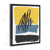 Bronwyn Baker | Abstract Squiggle Over Vibrant Shapes Yellow Blue