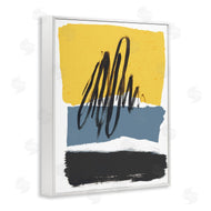 Bronwyn Baker | Abstract Squiggle Over Vibrant Shapes Yellow Blue