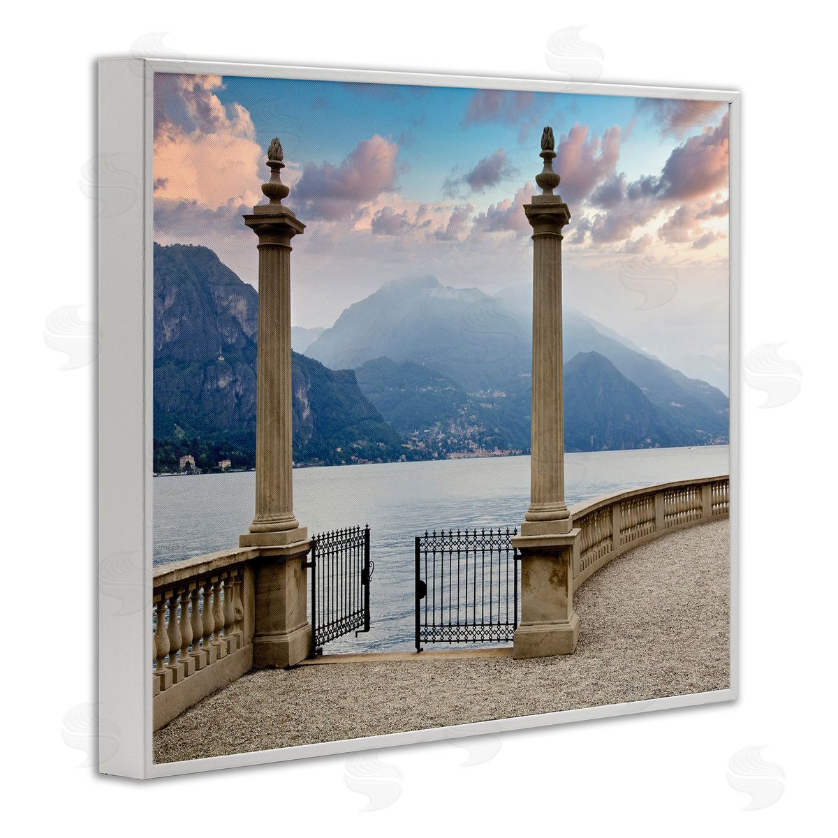 Alan Blaustein Mountain Lake Landscape Italian Column Architecture White Framed Giclee Wall Art