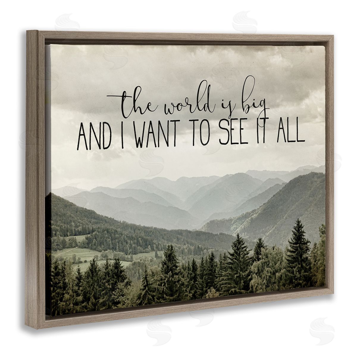 Anne Bailey See It All Phrase Forest Tree Mountain Range Brown Floater Frame Canvas Art