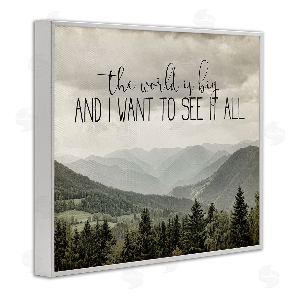 Anne Bailey See It All Phrase Forest Tree Mountain Range White Framed Giclee Wall Art