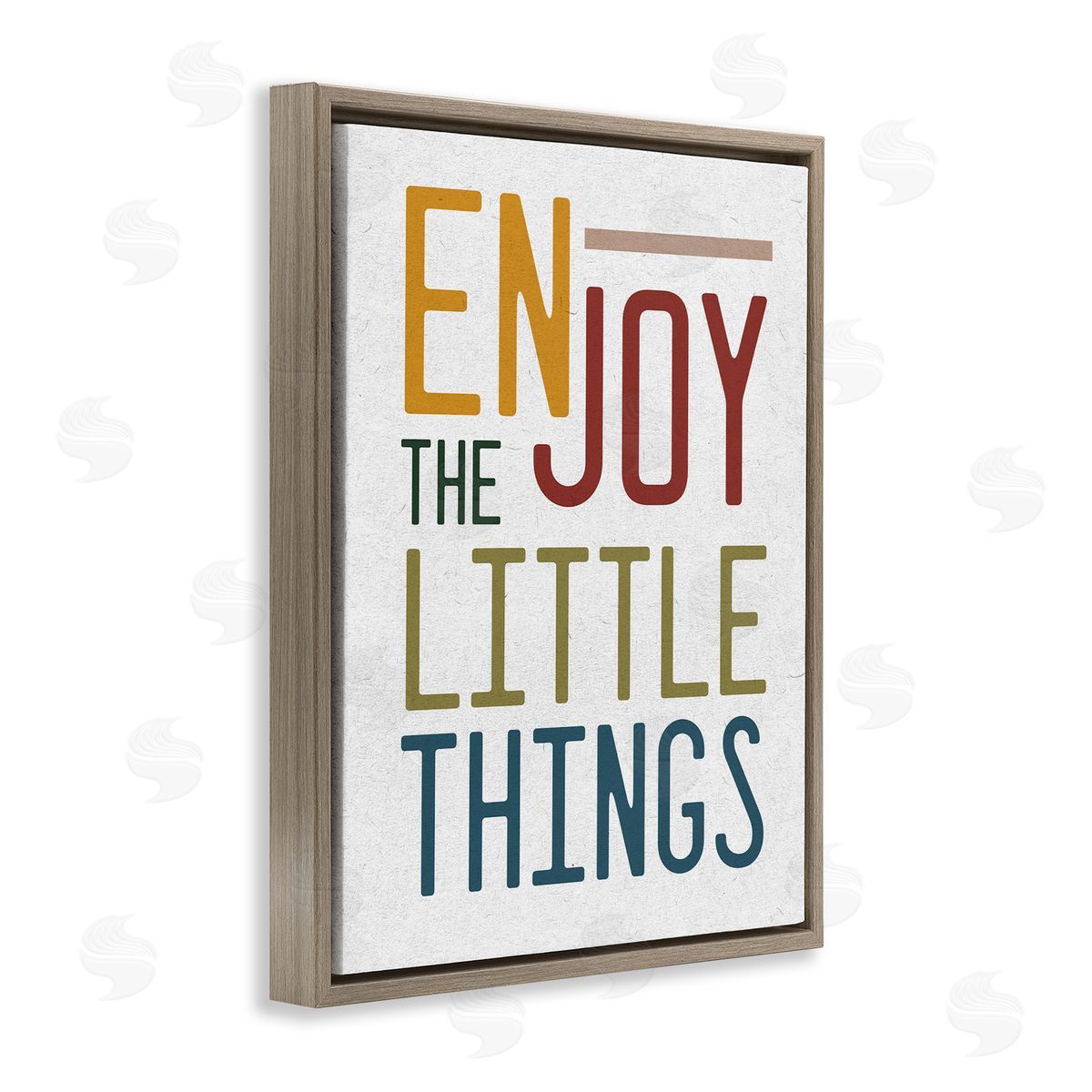 Stupell Studio Enjoy The Little Things Quote Blue Red Typography Brown Floater Frame Canvas Art