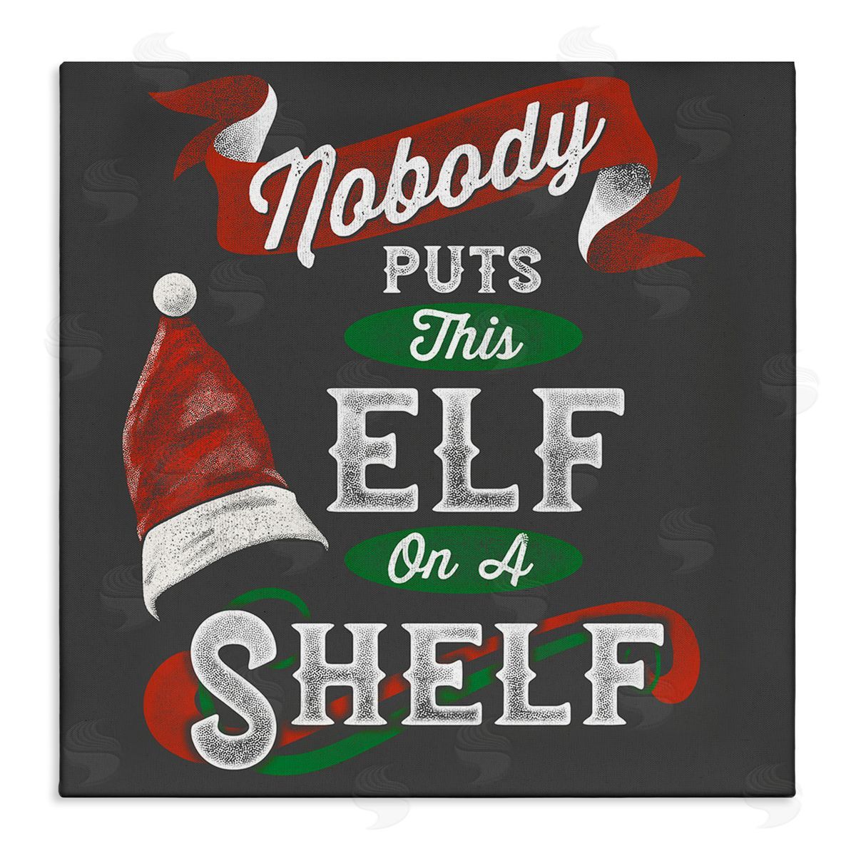 Buck Wear Holiday Elf Phrase Santa Hat Red Green Christmas Canvas Wall Art
