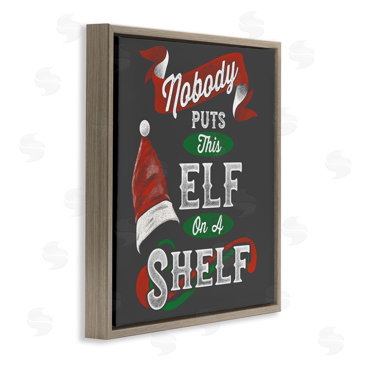 Buck Wear Holiday Elf Phrase Santa Hat Red Green Christmas Brown Floater Frame Canvas Art