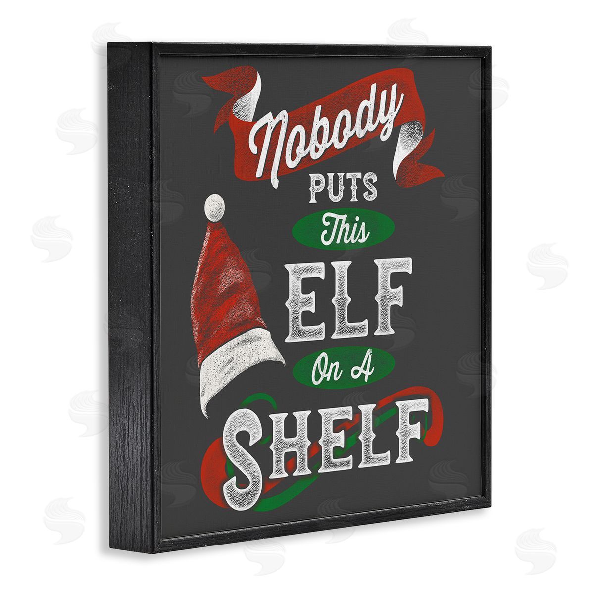 Buck Wear Holiday Elf Phrase Santa Hat Red Green Christmas Black Framed Giclee Wall Art