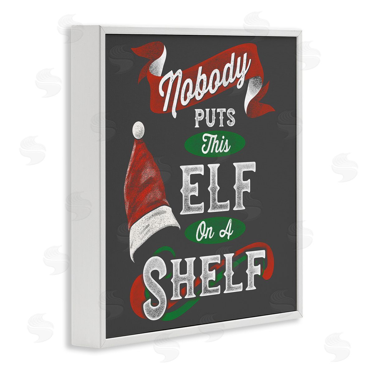 Buck Wear Holiday Elf Phrase Santa Hat Red Green Christmas White Framed Giclee Wall Art