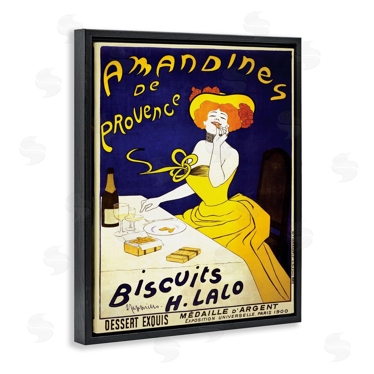 Leonetto Cappiello Vintage Parisian Amandine's Biscuits European Advertisement  Black Floater Frame Canvas Art