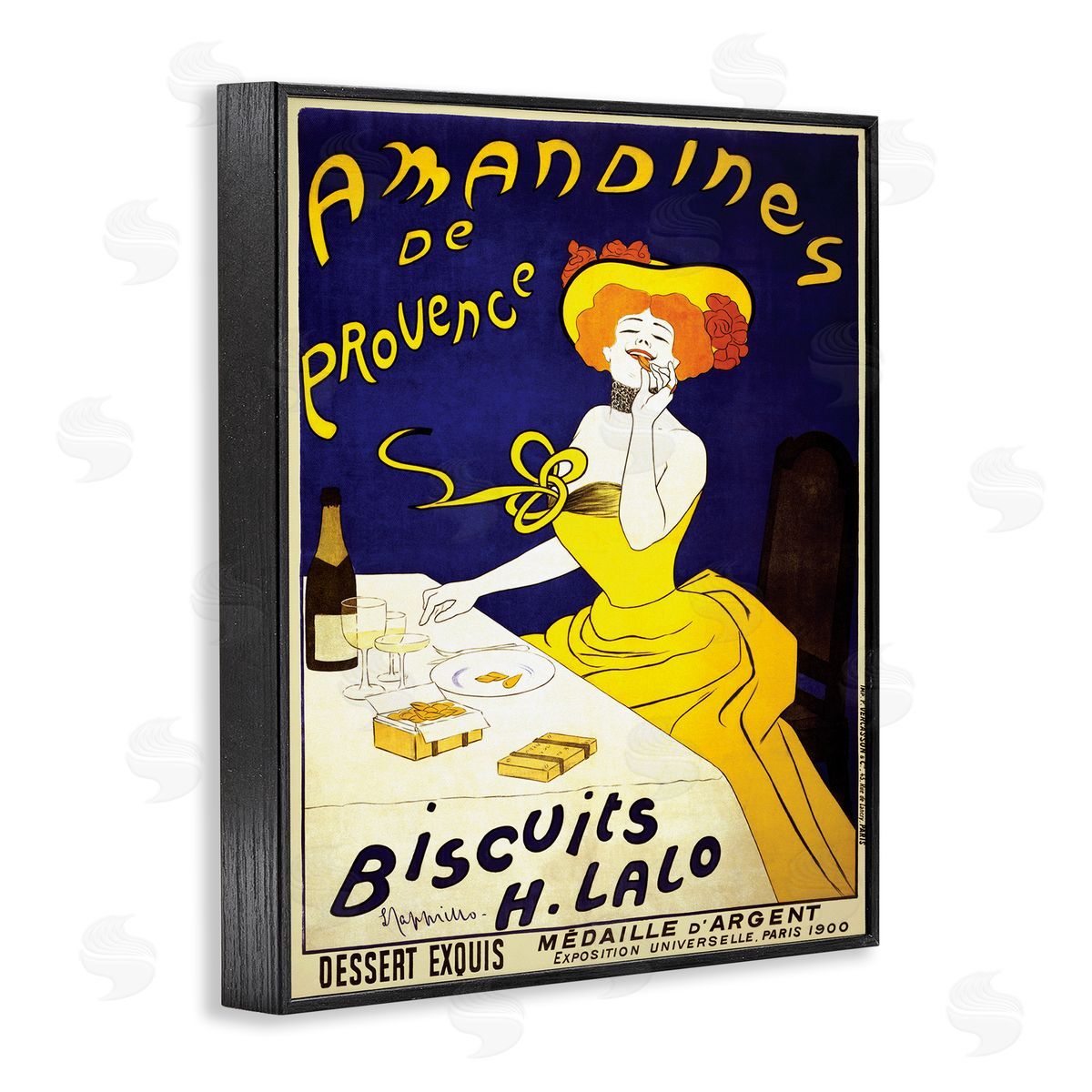 Leonetto Cappiello Vintage Parisian Amandine's Biscuits European Advertisement  Black Framed Giclee Wall Art