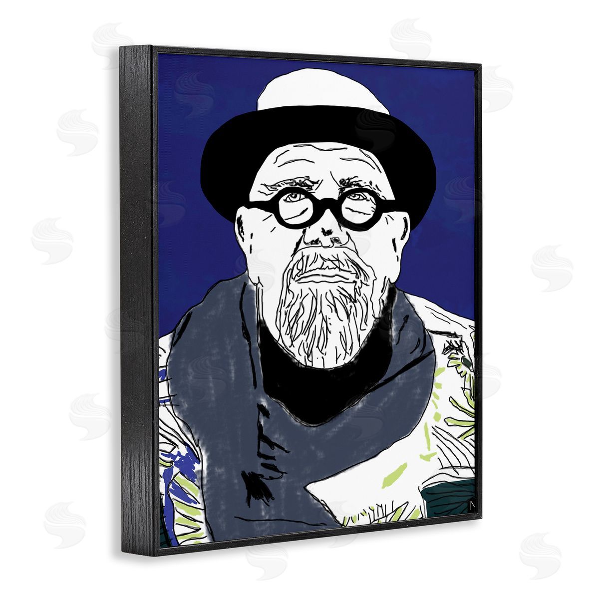Nancy Ferrara Chuck in Winter Attire Abstract Artist Portrait Black Framed Giclee Wall Art