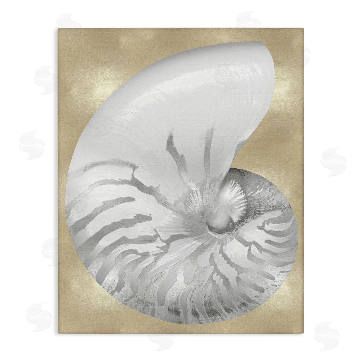 Caroline Kelly Glam Tiger Stripe Sea Shell Grey Neutral over Beige Canvas Wall Art