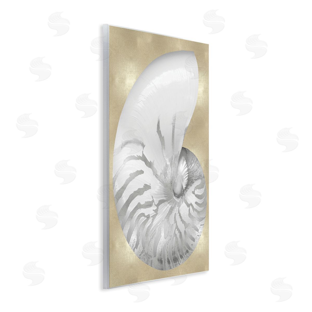 Caroline Kelly Glam Tiger Stripe Sea Shell Grey Neutral over Beige Wall Plaque Art
