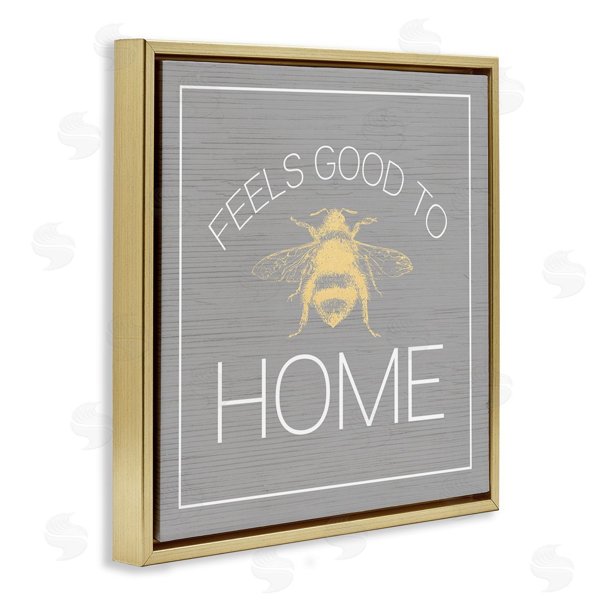 Stupell Studio Good To Bee Home Phrase Cute Insect Pun Gold Floater Frame Canvas Art