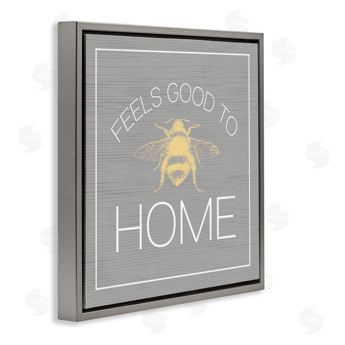 Stupell Studio Good To Bee Home Phrase Cute Insect Pun Gray Floater Frame Canvas Art