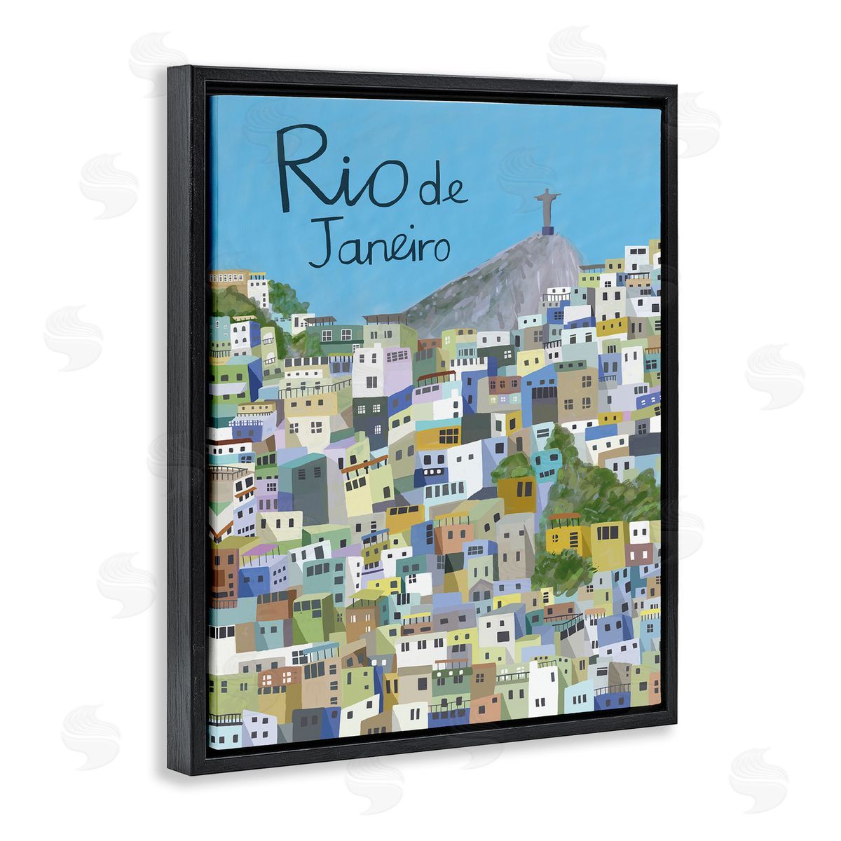 Carla Daly Cliffside Rio de Janeiro Cityscape Brazilian Landmark Black Floater Frame Canvas Art