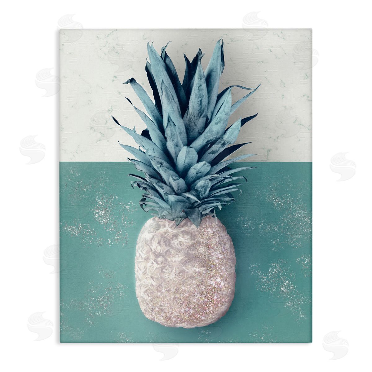 Ziwei Li Tropical Pineapple Fruit Muted Green Beige Canvas Wall Art
