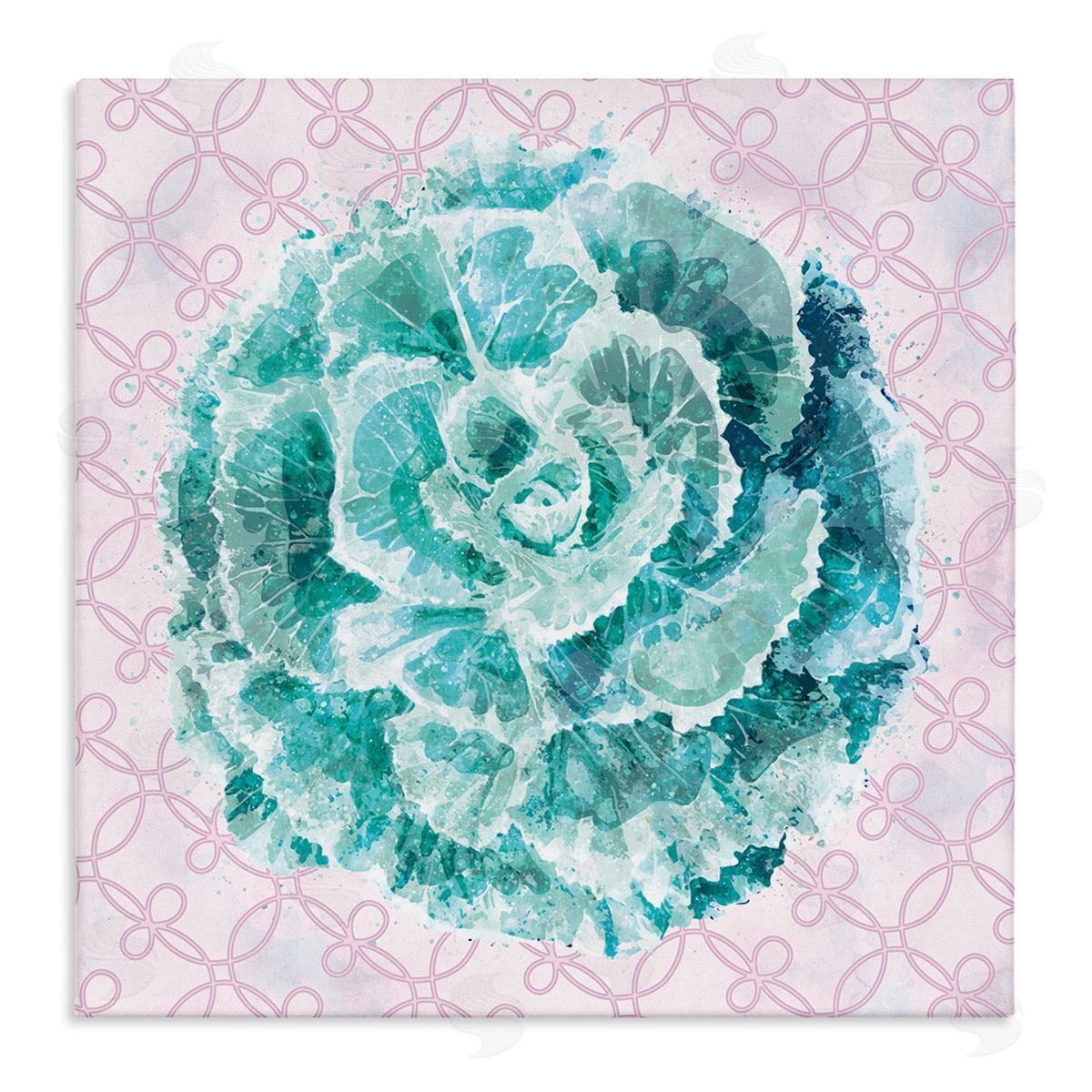 Ziwei Li Abstract Green Floral Pop Intricate Pink Pattern Canvas Wall Art