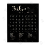 Stupell Studio | Bathroom Word Search Activity over Distressed Black