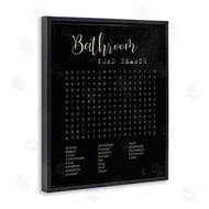 Stupell Studio | Bathroom Word Search Activity over Distressed Black