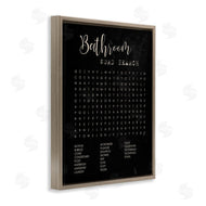 Stupell Studio | Bathroom Word Search Activity over Distressed Black