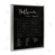 Stupell Studio | Bathroom Word Search Activity over Distressed Black