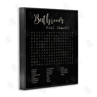 Stupell Studio | Bathroom Word Search Activity over Distressed Black