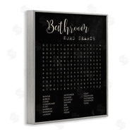 Stupell Studio | Bathroom Word Search Activity over Distressed Black