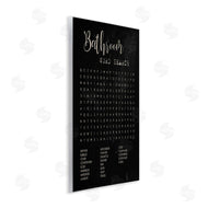 Stupell Studio | Bathroom Word Search Activity over Distressed Black